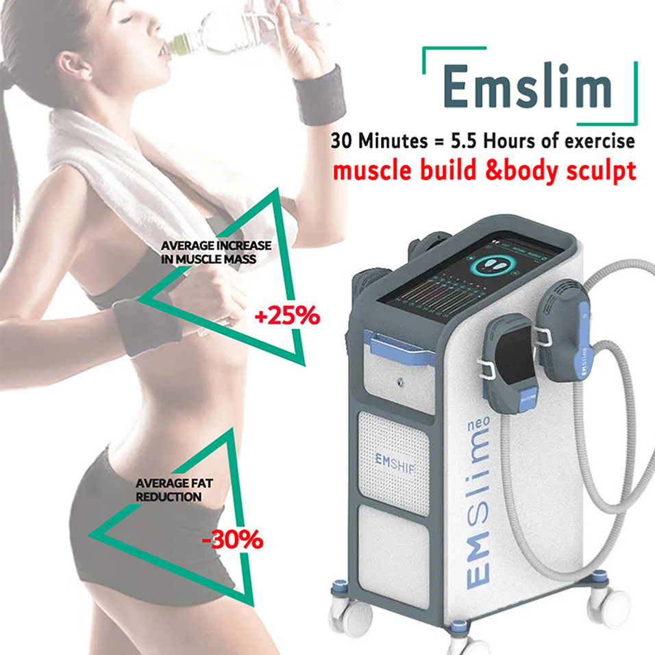 EMS muscle stimulator slimming NEO RF emslim body contouring machine to Electromagnetic muscles building 4 handles beauty equipment CE approved