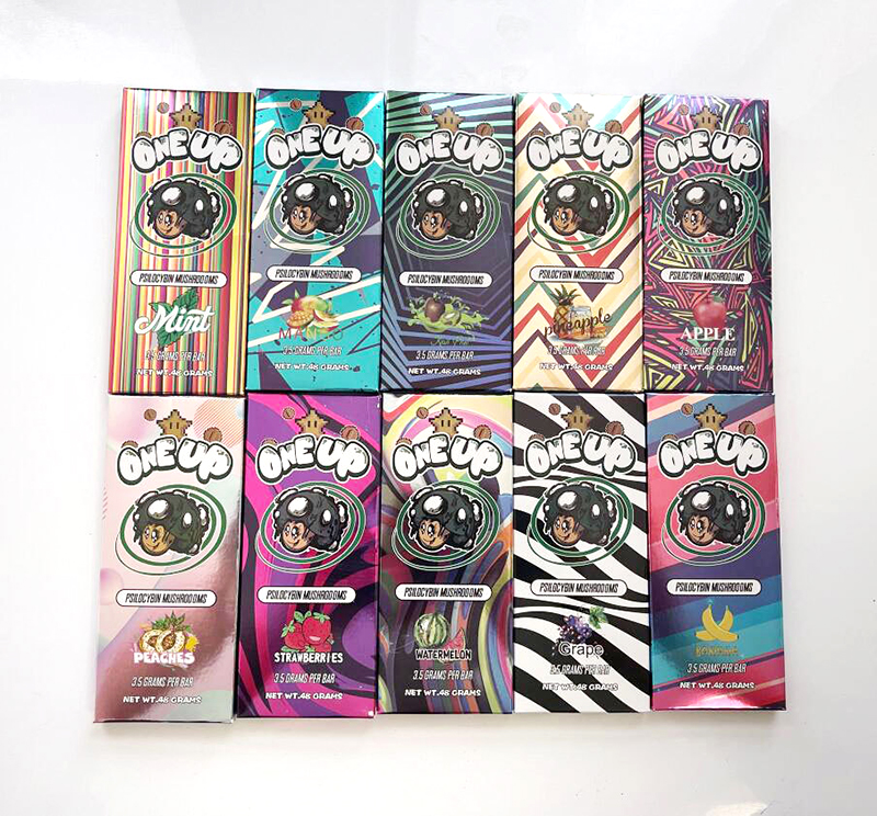One Up Chocolate 10 Flavors Milk Mint Chocolate Packing Boxes Wrapper Mushroom Bar Watermelon Pineapple Strawberry 3.5G 3.5 grams Oneup Packaging Pack Package Box
One Up Chocolate 10 Flavors Milk Mint Chocolate Packing Boxes Wrapper Mushroom Bar Watermelon Pineapple Strawberry 3.5G 3.5 grams Oneup Packaging Pack Package Box
