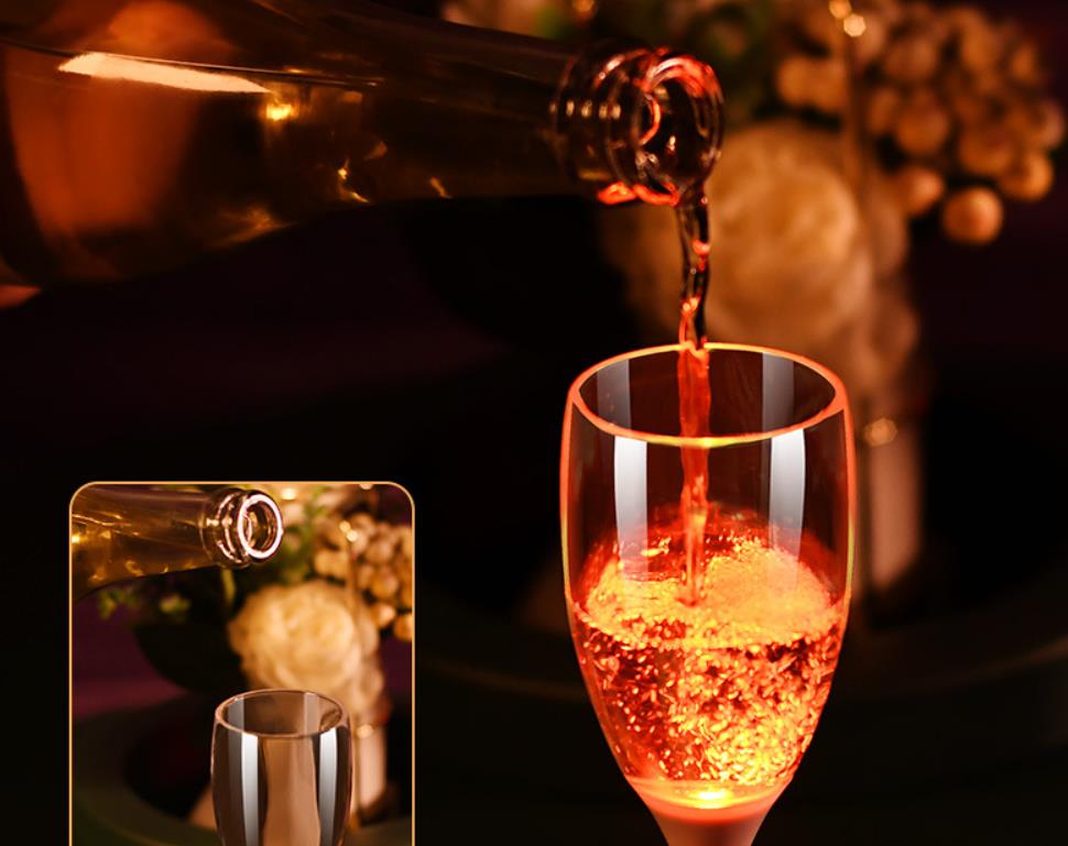 Led Champagne Flute Glasses Light Up Flashing Wine Cups Liquid Activated Drinkwear for Wedding Party Birthday Festivals Bar Decorations