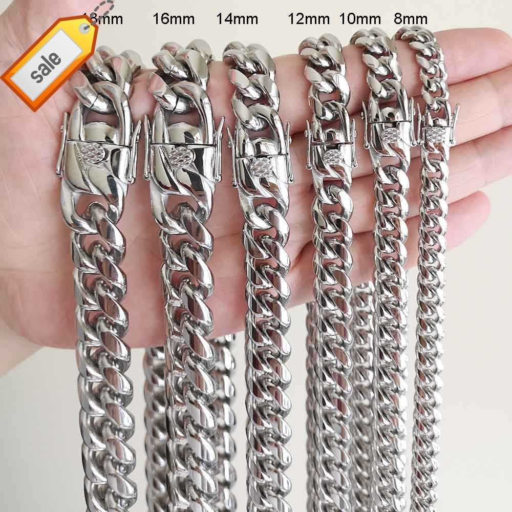 Men Women Cuban Chains Necklace Bracelet 316L Stainless Steel Jewelry Sets High Polished Hip Hop Choker Link Double Safety Clasps 8mm-18mm, Steel 18mm
Men Women Cuban Chains Necklace Bracelet 316L Stainless Steel Jewelry Sets High Polished Hip Hop Choker Link Double Safety Clasps 8mm-18mm, Steel 18mm