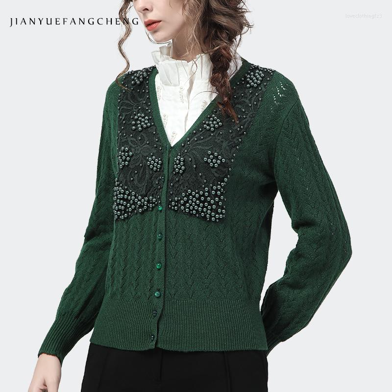 Women's Knits Fashion Pearls Beading Womens Green Sweater V-Neck Wool Knitted Cardigans 2023 Autumn Loose-Fitting Outwear Casual Sweaters
Women's Knits Fashion Pearls Beading Womens Green Sweater V-Neck Wool Knitted Cardigans 2023 Autumn Loose-Fitting Outwear Casual Sweaters