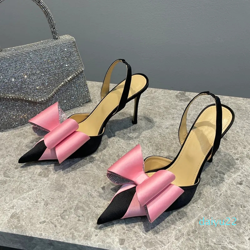 Bowtie dress Shoes Sandals designer satin Fashion Bow Rhinestone Button Lady slingbacks 10CM high heeled Wedding Party womens shoe Sandal with box, Black 
Bowtie dress Shoes Sandals designer satin Fashion Bow Rhinestone Button Lady slingbacks 10CM high heeled Wedding Party womens shoe Sandal with box, Black
