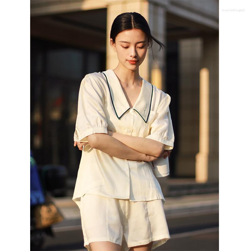 Women' Sleepwear Women' 2 Pcs With Shorts Summer Pajama Luxury Satin Ladies Short Sleeve Turn Down Collar Pijama Suit For Female, Beige
Women' Sleepwear Women' 2 Pcs With Shorts Summer Pajama Luxury Satin Ladies Short Sleeve Turn Down Collar Pijama Suit For Female, Beige