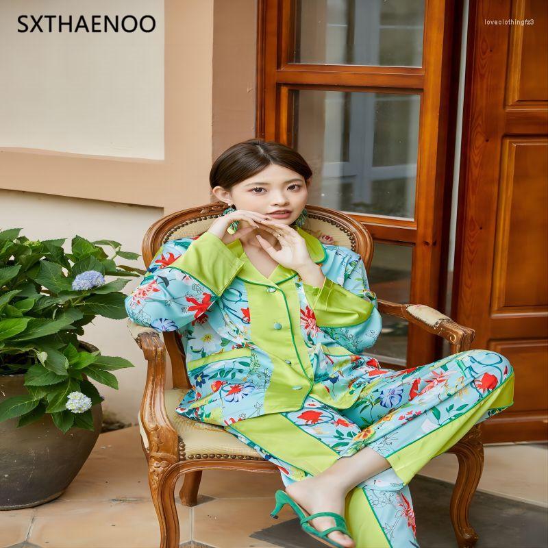 Women' Sleepwear SXTHAENOO Print Women' Pajama Set Green Ladies Garden Of Adventures Long Sleeve Vintage Pijama Suit For Female
Women' Sleepwear SXTHAENOO Print Women' Pajama Set Green Ladies Garden Of Adventures Long Sleeve Vintage Pijama Suit For Female