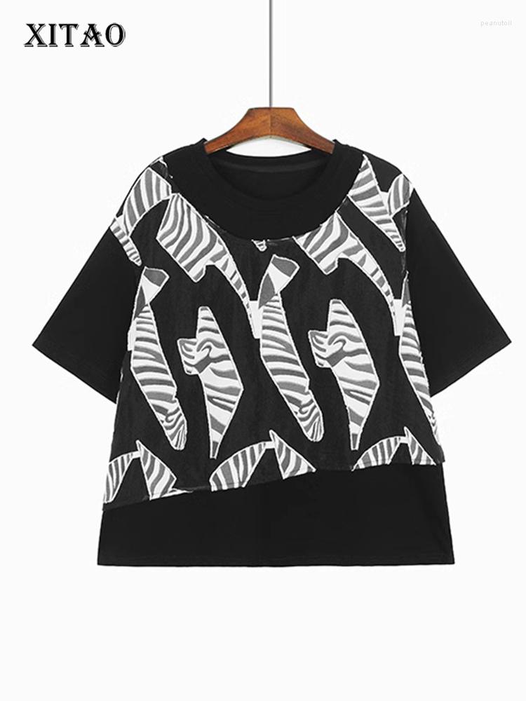 Women's T Shirts XITAO Patchwork Short Sleeve T-shirt False Two Piece 2023 Summer Personality Loose Casual All-match Pullover O-neck Top, Black dmj1243
Women's T Shirts XITAO Patchwork Short Sleeve T-shirt False Two Piece 2023 Summer Personality Loose Casual All-match Pullover O-neck Top, Black dmj1243