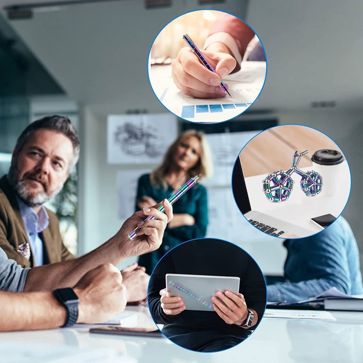 Ballpoint Pens Upgraded Magnetic Metal Polar Pen Decompression Touch Multifunctional Deformable Magnet Writing Fidget Toy Gift 230608