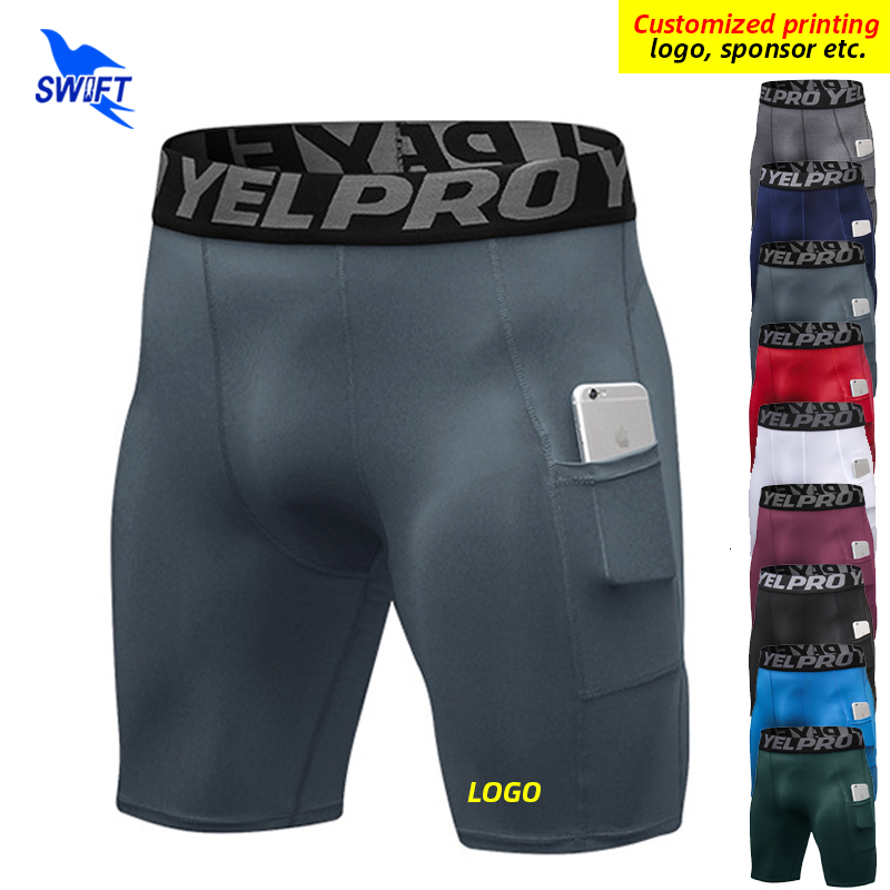 Men's Shorts Quick Dry Compression Tights Men with Pocket Gym Fitness Shorts Sportswear Short Leggings Elastic Underwear Customized 230607