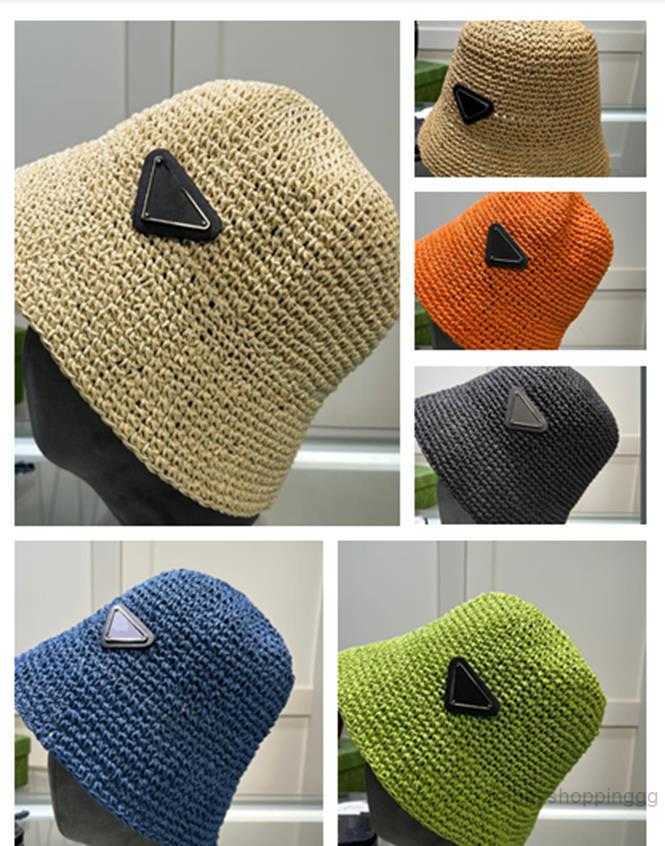 Women Designer Bucket Hat 2023 Summer Straw Handmade Crochet Hats Luxury Designer Fisherman Sun hats Beach Beanies Caps Fashion Knit Caps panama, Black