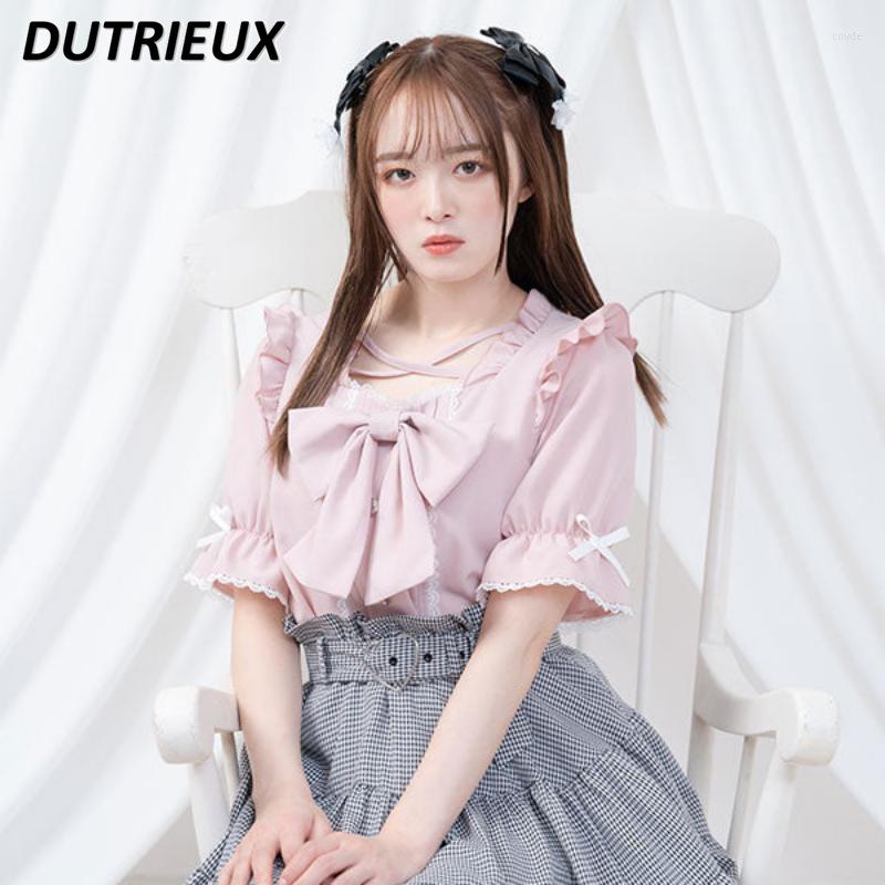 Women's Blouses Japanese Lolita Style Bow Decoration Short Sleeve Shirt 2023 Summer Sweet Cute Girls Wild Outerwear Top Camisa Feminina, Pink black
Women's Blouses Japanese Lolita Style Bow Decoration Short Sleeve Shirt 2023 Summer Sweet Cute Girls Wild Outerwear Top Camisa Feminina, Pink black