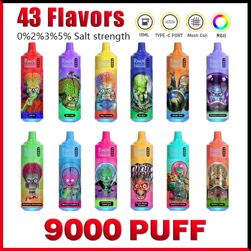 Original RandM Tornado 9000 Puffs Disposable E Cigarettes Mesh Coil 18ml Pod 850mah Battery Rechargeable 43 Flavors Electronic Cigs RGB PUFF 9K
Original RandM Tornado 9000 Puffs Disposable E Cigarettes Mesh Coil 18ml Pod 850mah Battery Rechargeable 43 Flavors Electronic Cigs RGB PUFF 9K