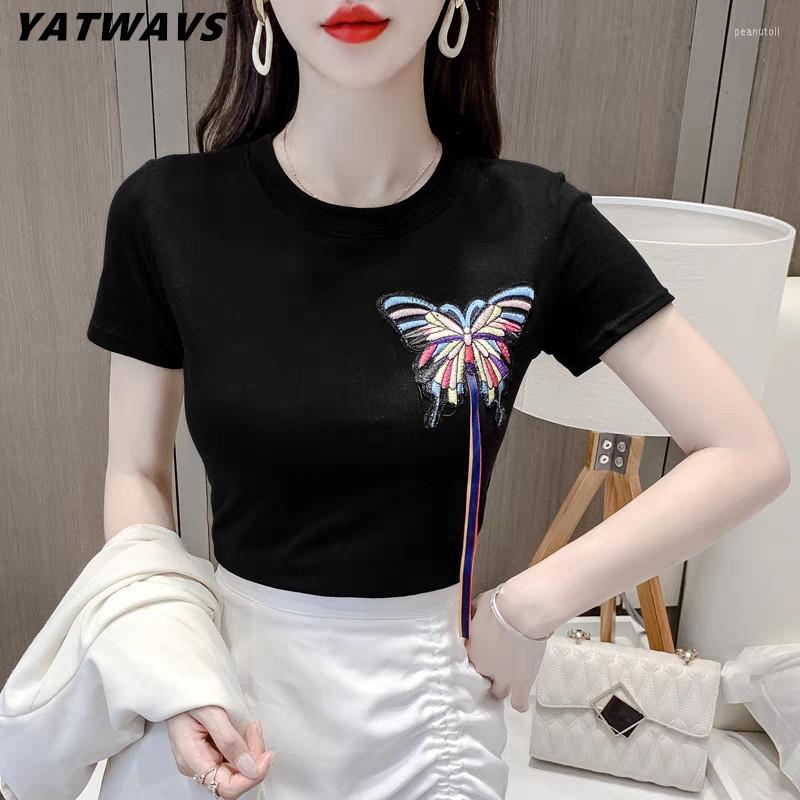 Women' T Shirts Summer Fashion Three-dimensional Butterfly Appliques T-shirt High Quality Women Short Sleeve Tops Sweet Girl Cotton Tees, Picture color
Women' T Shirts Summer Fashion Three-dimensional Butterfly Appliques T-shirt High Quality Women Short Sleeve Tops Sweet Girl Cotton Tees, Picture color