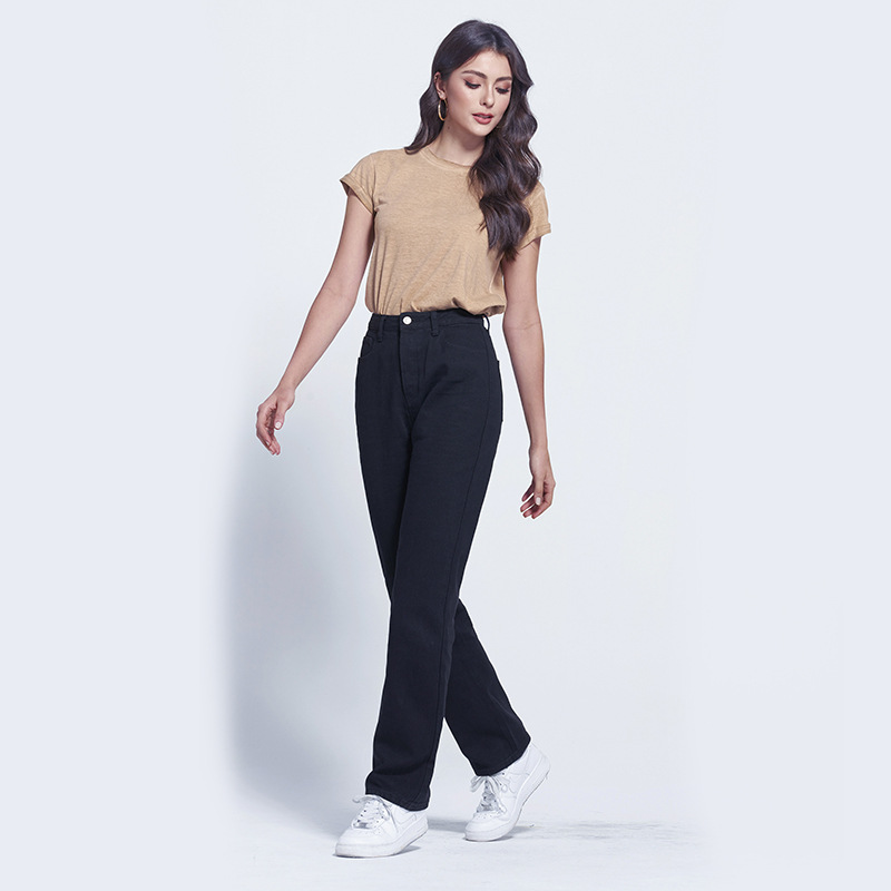 High waisted straight leg jeans straight leg pants Women's commuting versatile solid color European and American women's jeans DarkBlack, Black
High waisted straight leg jeans straight leg pants Women's commuting versatile solid color European and American women's jeans DarkBlack, Black