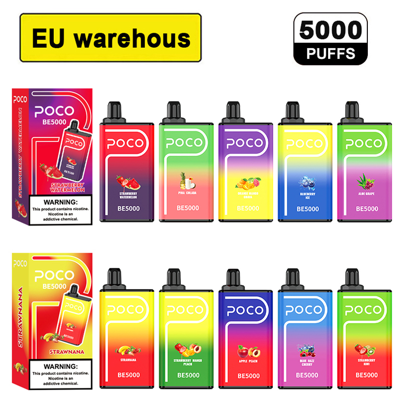 EU USA warehouse Poco BE5000 Disposable Vape pen Electronic Cigarette Mesh Coil 5000 puffs Vapor Airflow Rechargeable 14ML 10 Flavors Device e Cigs Vaporizers
EU USA warehouse Poco BE5000 Disposable Vape pen Electronic Cigarette Mesh Coil 5000 puffs Vapor Airflow Rechargeable 14ML 10 Flavors Device e Cigs Vaporizers