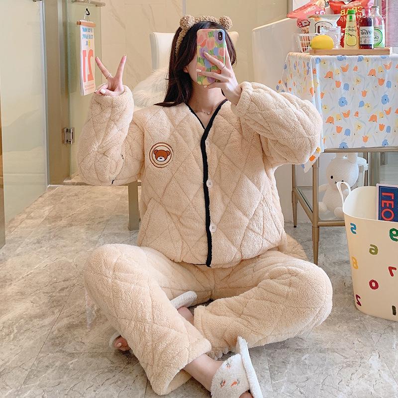Women's Sleepwear Winter Cartoon Flannel Pajamas Women Three Layer Thick Nightwear Female Coral Velvet Ladies Home Clothes Keep Warm, 01
Women's Sleepwear Winter Cartoon Flannel Pajamas Women Three Layer Thick Nightwear Female Coral Velvet Ladies Home Clothes Keep Warm, 01