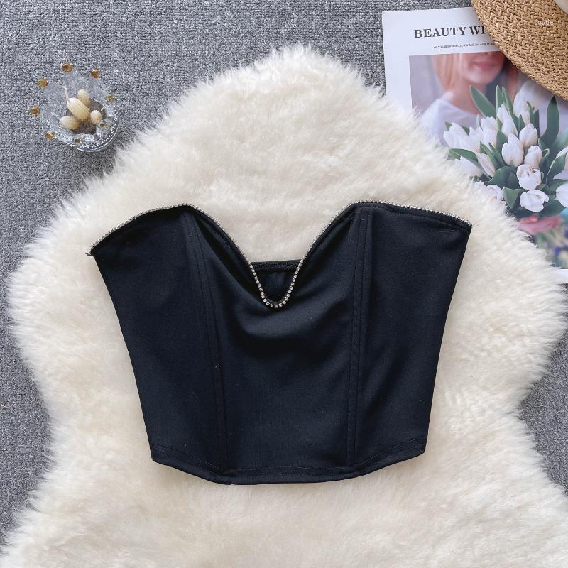 Women' Tanks Corset Crop Top For Women Strapless V-neck Tank Tops Diamond French Style Sexy Camisole Female Streetwear Ins Drop, Black
Women' Tanks Corset Crop Top For Women Strapless V-neck Tank Tops Diamond French Style Sexy Camisole Female Streetwear Ins Drop, Black