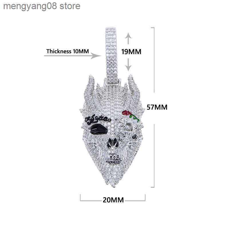 Pendant Necklaces 2023 New Arrived Cool Gold Silver Color Rock Punk Men Boy Jewelry Micro Pave CZ Big 3D Shaped Skull Pendant Hip Hop Necklaces T23060