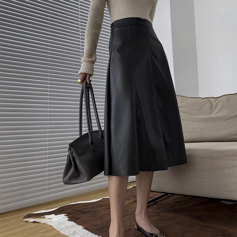 Skirts Advanced Niche Style A-line Skirt PU Leather Spring And Autumn Mid-Length Solid Color Large Swing Umbrella, Black
Skirts Advanced Niche Style A-line Skirt PU Leather Spring And Autumn Mid-Length Solid Color Large Swing Umbrella, Black