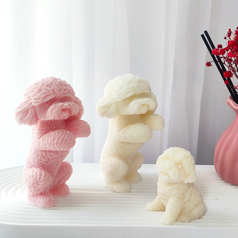 Candles Large Teddy Dog Silicone Candle Mold Lovely Animal Pet Gypsum Resin Soap Ice Chocolate Baking Mould Home Decor Ornament Gifts 230608