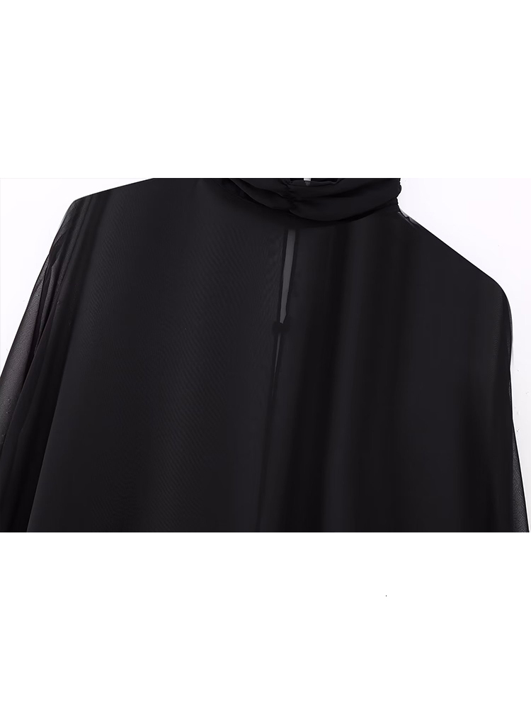 Two Piece Dress TRAF Fashion Women Asymmetric Tulle Cape Coats 2023 Summer Thin Solid Loose Tops Long Cloak Custom Shawls 230609
