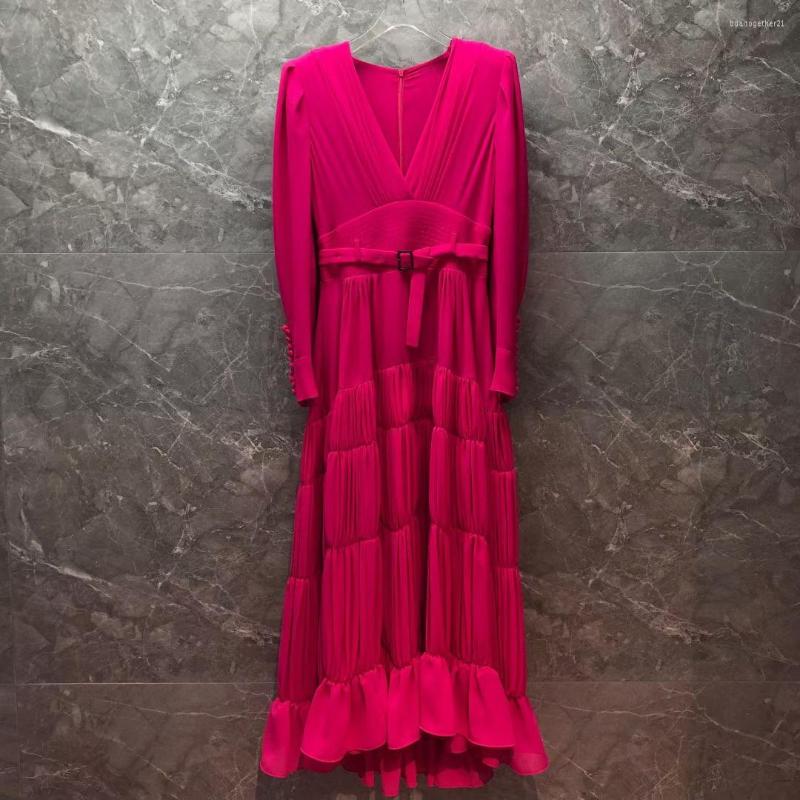 Casual Dresses 2023 Spring Designer Fashion Rose Red Dress Women Long-sleeve Pleated Elegant Maxi XXL With Belt, Short sleeve
Casual Dresses 2023 Spring Designer Fashion Rose Red Dress Women Long-sleeve Pleated Elegant Maxi XXL With Belt, Short sleeve
