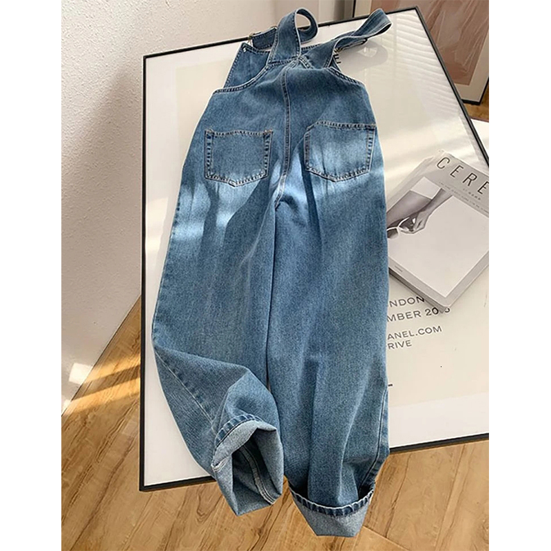 Womens Jumpsuits Rompers MEXZT Women Streetwear Denim Overalls Vintage Loose Casual Wide Leg Pants High Waist Strap Straight Jeans Trousers 230609