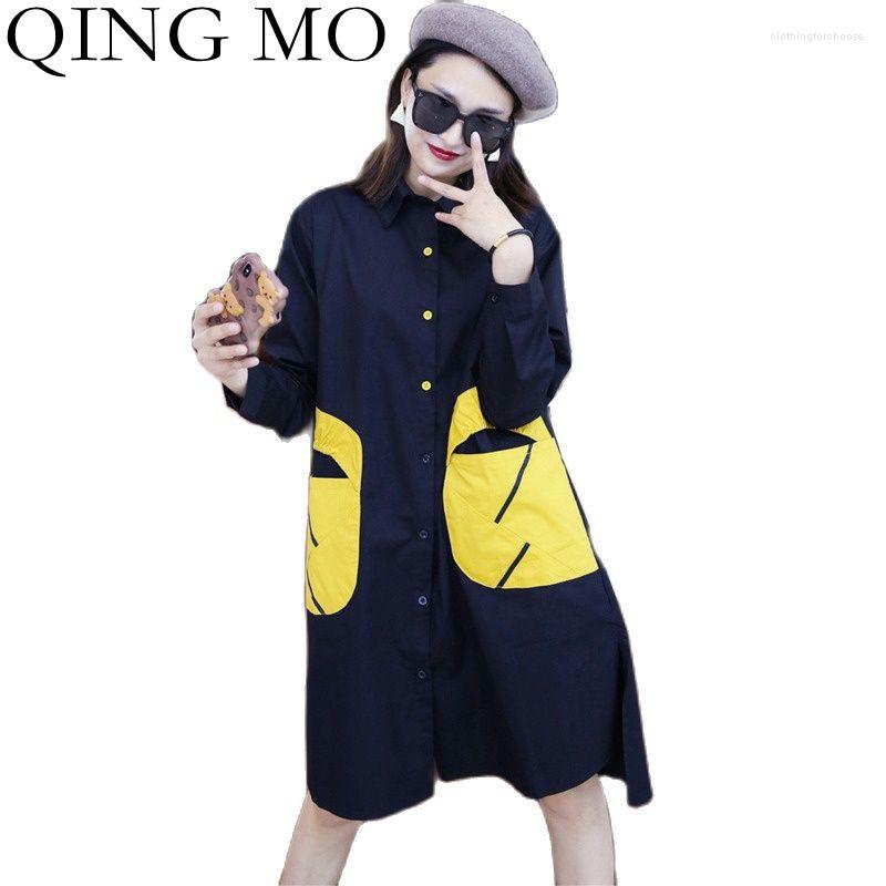 Casual Dresses QING MO 2023 Stitching Pocket Black Shirt Dress Women Spring Long-sleeved Large Size Single-breasted ZWL2044
Casual Dresses QING MO 2023 Stitching Pocket Black Shirt Dress Women Spring Long-sleeved Large Size Single-breasted ZWL2044