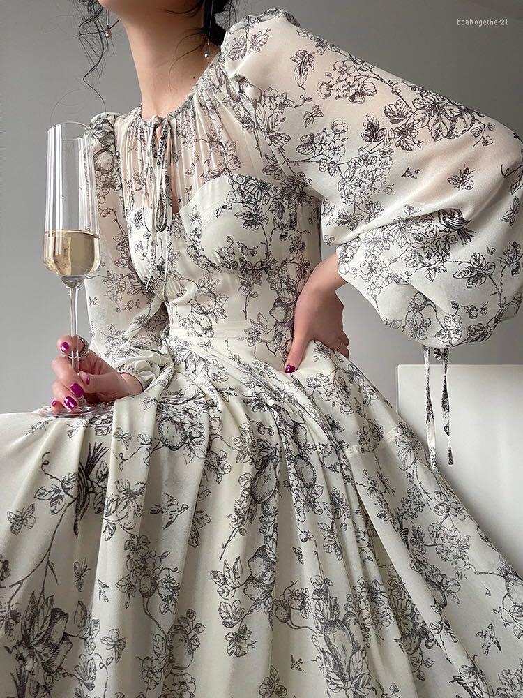 Casual Dresses French Elegant Chiffon Print Dress Lantern Sleeve High Waist Long For Women 2023 Spring Clothing, Picture shown
Casual Dresses French Elegant Chiffon Print Dress Lantern Sleeve High Waist Long For Women 2023 Spring Clothing, Picture shown