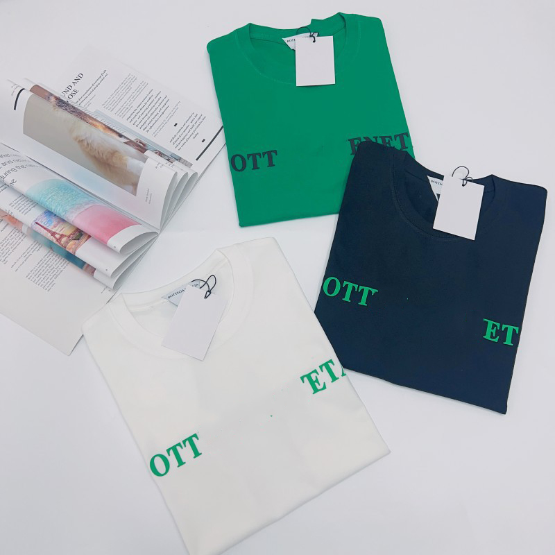 Green T-Shirt for Men and Women's Stereoscopic Silicone Letter Printing T-shirt Pure Cotton Couple Fashion Brand Short Sleeve Tee