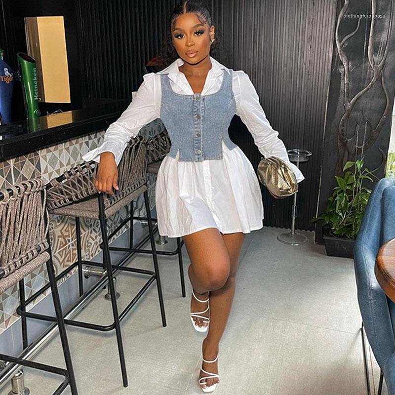 Work Dresses Streetwear Long Sleeve Shirt Dress Sets With Denim Vest Spring Summer Clothes For Women Party Club 2 Piece Outfit, Black
Work Dresses Streetwear Long Sleeve Shirt Dress Sets With Denim Vest Spring Summer Clothes For Women Party Club 2 Piece Outfit, Black