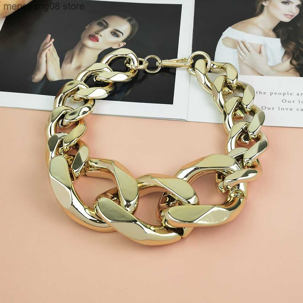Pendant Necklaces 2023 Punk Oversized Chain Necklace For Women Hip Hop Statement Thick Collar Big Choker Necklace Cool Girl Fashion Jewelry T230609