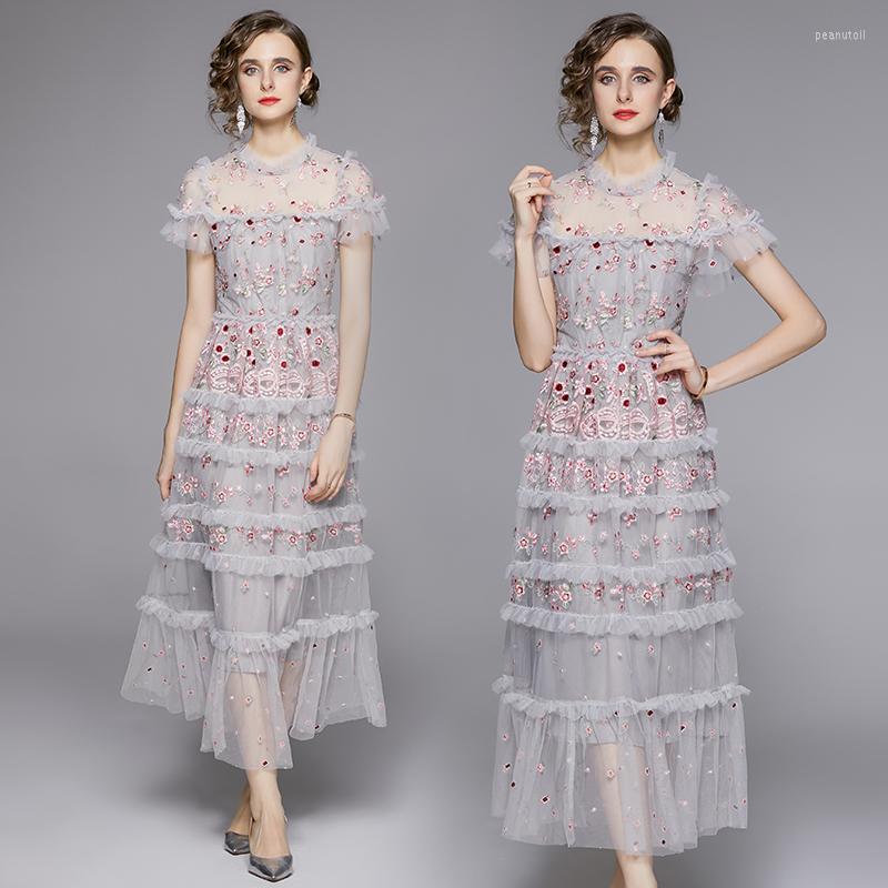 Casual Dresses Women' High-end Temperament Round Neck Ruffle Short Sleeve Mesh Embroidery Lace Waist Stitching Fashion Cake Dress, Blue gray
Casual Dresses Women' High-end Temperament Round Neck Ruffle Short Sleeve Mesh Embroidery Lace Waist Stitching Fashion Cake Dress, Blue gray