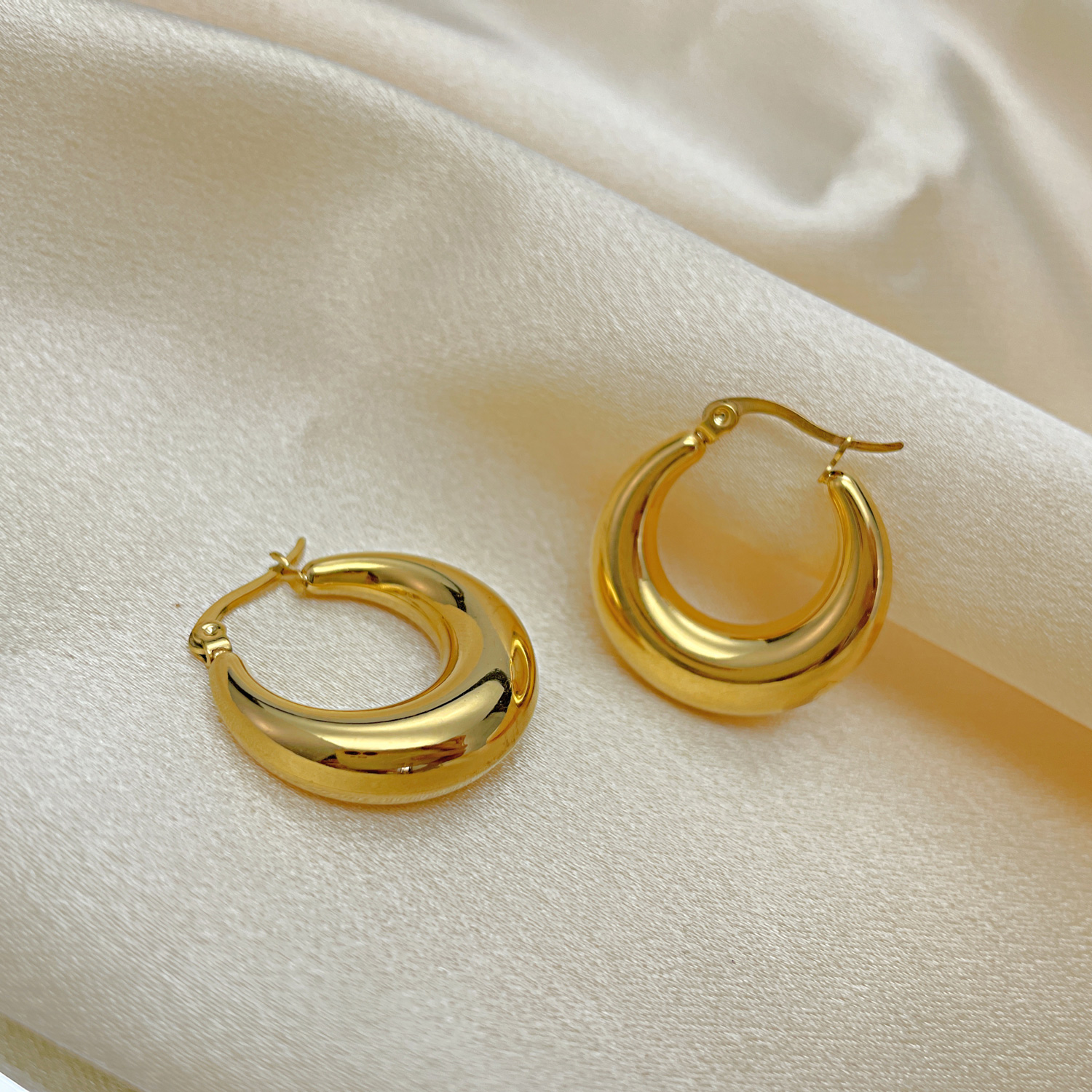 Gold-Plated Stainless Steel Earring Hoops For Women Mens Charming Jewelry 25mm Size Family Gifts n813