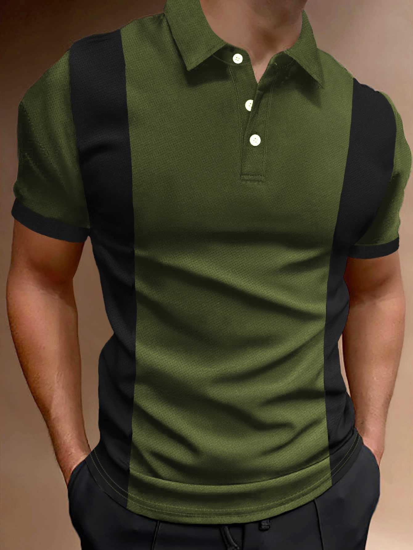 Men's short sleeved polo shirt striped T-shirt spin print striped shirt college subscriber Y Respzed 5xl