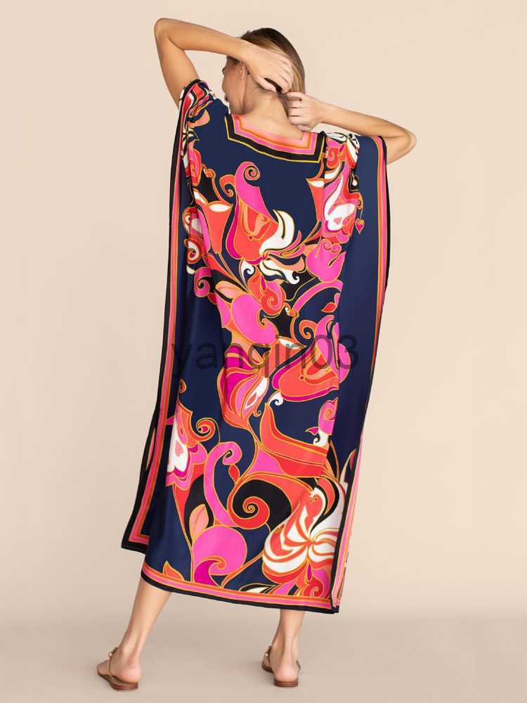 Casual Dresses Printed Kaftans for Women Beach Cover Up Seaside Maxi Bohemian Dresses Beachwear Pareo Bathing Suits Factory Supply Dropshipping J23060