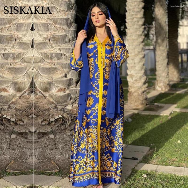 Casual Dresses Siskakia Vintage Ethnic Print Hijab Dress For Women 2023 Middle East Arabic Dubai Turkey Oman Kuwait Moroccan Kaftan Blue, Blue floral dress 
Casual Dresses Siskakia Vintage Ethnic Print Hijab Dress For Women 2023 Middle East Arabic Dubai Turkey Oman Kuwait Moroccan Kaftan Blue, Blue floral dress