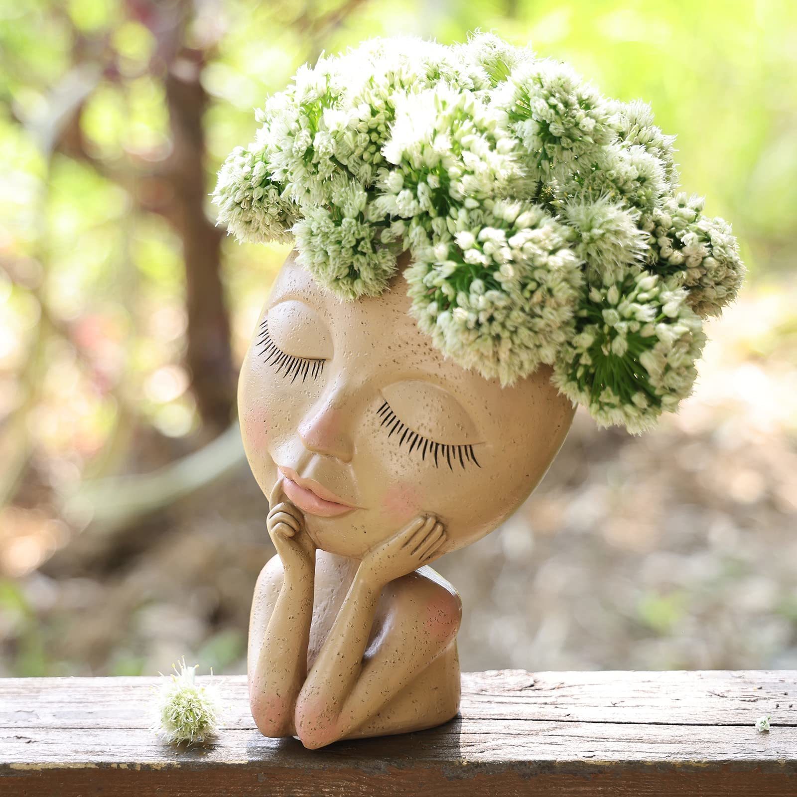 Planters Pots Face Head Planter Succulent Plant Flower Pot Resin Container With Drain Holes Flowerpot Figure Garden Decor Tabletop Ornament 230608