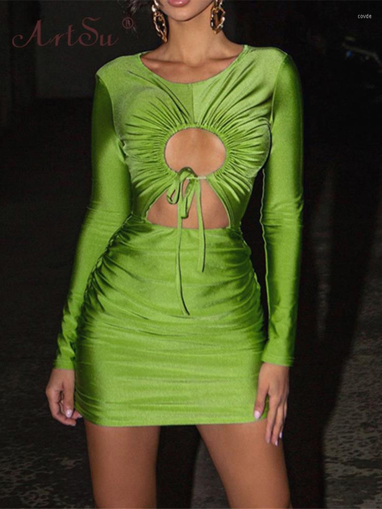 Casual Dresses Drawstring Hollow Out Lace Up Mini Dress Women Hipster Banadage Full Sleeve Ruched Robe Femal Slim Body-Shaping, Green
Casual Dresses Drawstring Hollow Out Lace Up Mini Dress Women Hipster Banadage Full Sleeve Ruched Robe Femal Slim Body-Shaping, Green