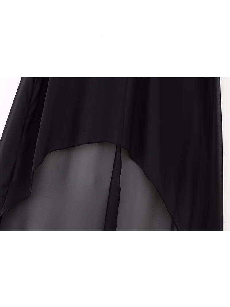 Two Piece Dress TRAF Fashion Women Asymmetric Tulle Cape Coats 2023 Summer Thin Solid Loose Tops Long Cloak Custom Shawls 230609