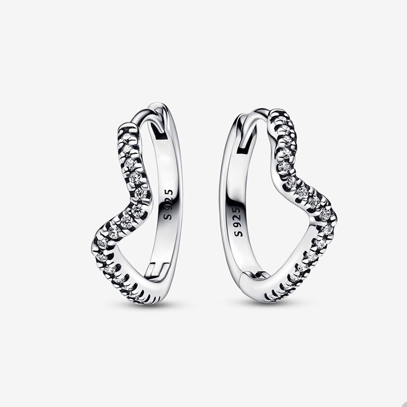 Sparkling Wave Hoop Earrings for Pandora Authentic Sterling Silver Wedding Jewelry designer Earring Set For Women Crystal Diamond Luxury earring with Original Box
Sparkling Wave Hoop Earrings for Pandora Authentic Sterling Silver Wedding Jewelry designer Earring Set For Women Crystal Diamond Luxury earring with Original Box