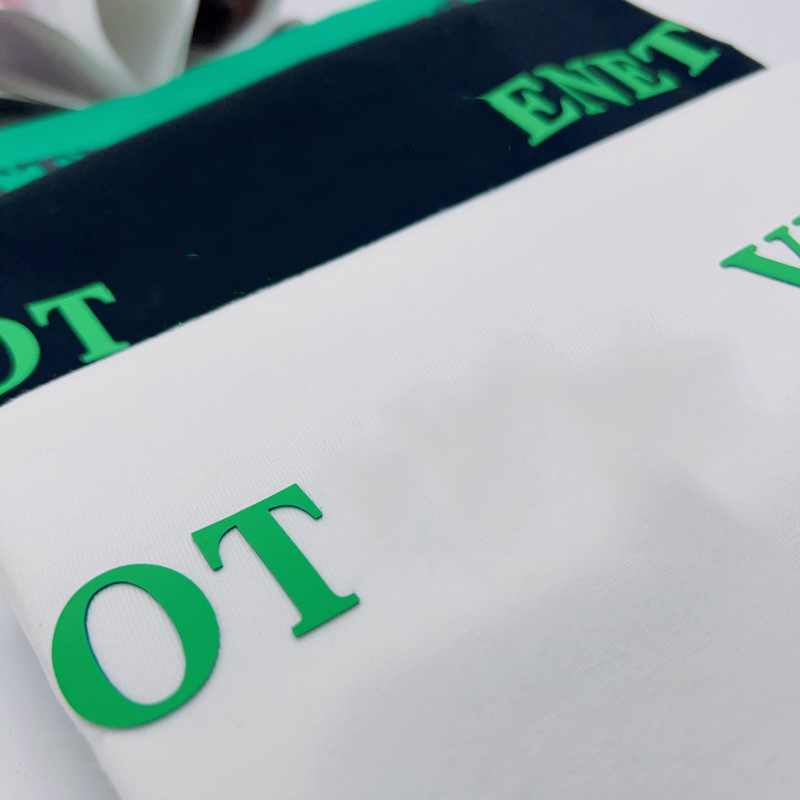 Green T-Shirt for Men and Women's Stereoscopic Silicone Letter Printing T-shirt Pure Cotton Couple Fashion Brand Short Sleeve Tee