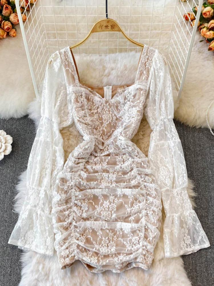 Casual Dresses Summer Sexy Floral Lace Mini Party Dress Women Sweet Square Collar Hollow Out Flare Sleeve Empire Ruched Bodycon Club, Black
Casual Dresses Summer Sexy Floral Lace Mini Party Dress Women Sweet Square Collar Hollow Out Flare Sleeve Empire Ruched Bodycon Club, Black