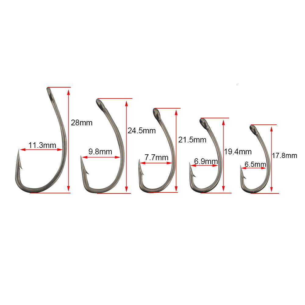 Fishing Hooks 75pcs PTFE Coated High Carbon Steel Barbed Fish Hook With Eye Mix Size Carp Fishing Accessories X501 230608