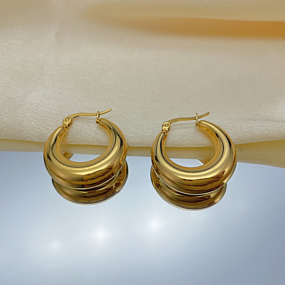 Gold-Plated Stainless Steel Earring Hoops For Women Mens Charming Jewelry 25mm Size Family Gifts n813