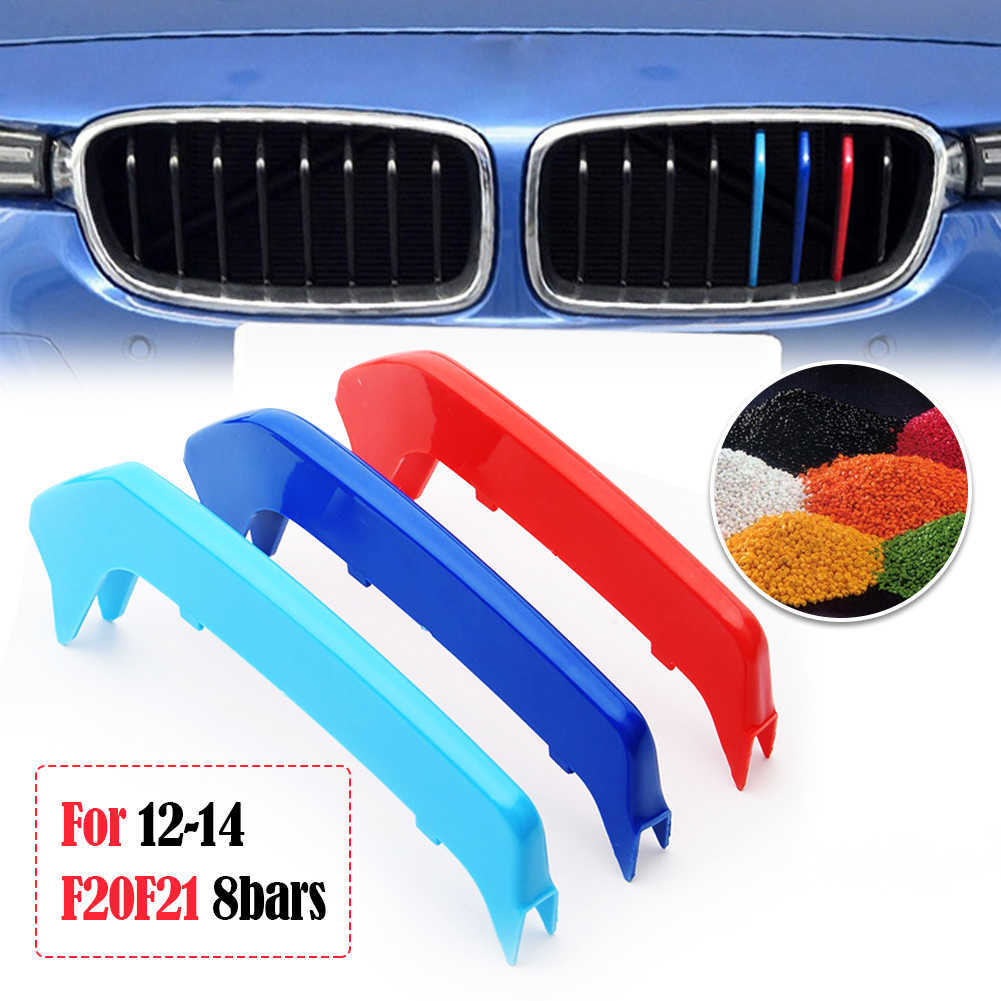 New 3pcs M Power Car Racing Front Grille Trim Strips for BMW SERIES 1 for BMW 2012 2013 2014 F20 F21 8 Rod Performance