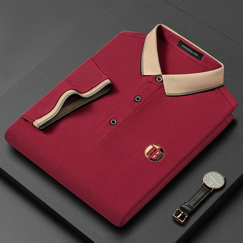Men's Summer Polo Shirts with Diamond Embroidery - Short-Sleeved Cotton Blend Top R241008
