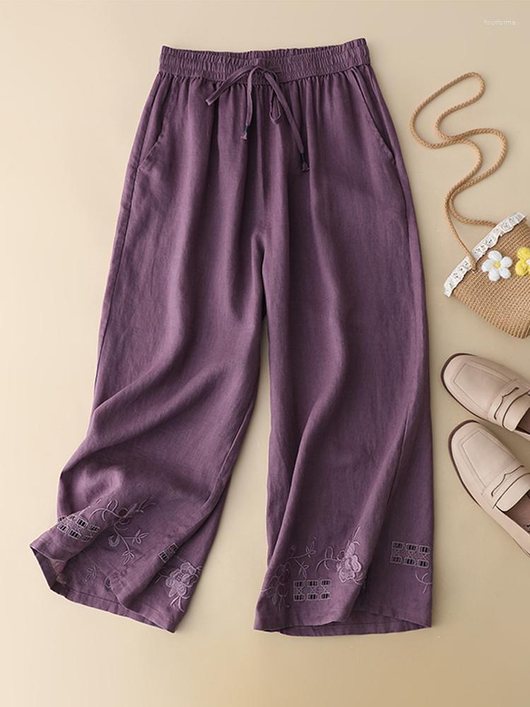Women's Pants Cotton Wide Leg 2023 Summer Women Thin Loose Slim Straight Flower Embroidery Lace Up Casual Trousers, Purple
Women's Pants Cotton Wide Leg 2023 Summer Women Thin Loose Slim Straight Flower Embroidery Lace Up Casual Trousers, Purple
