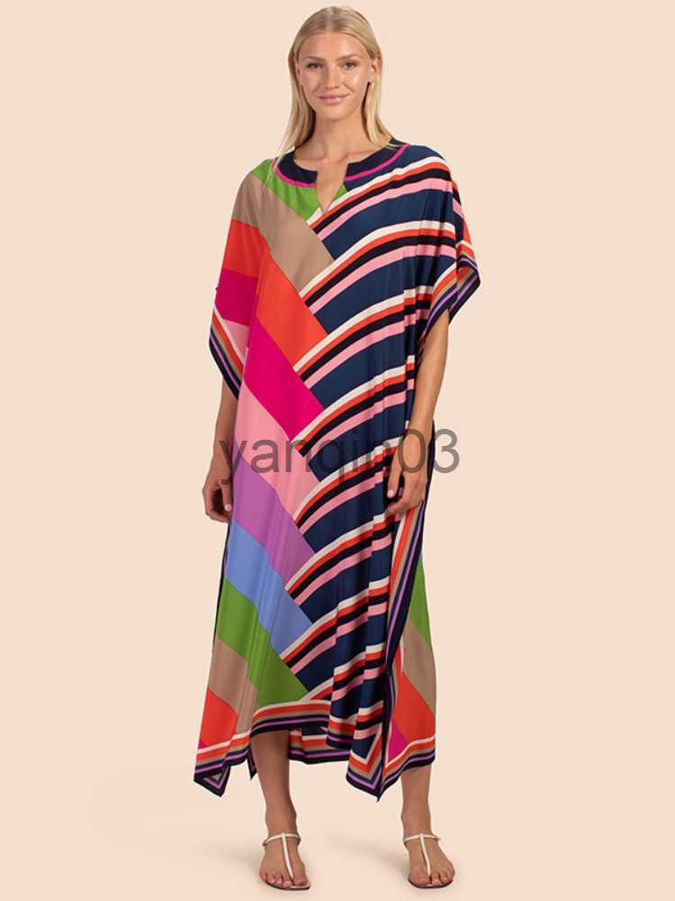 Casual Dresses Printed Kaftans for Women Beach Cover Up Seaside Maxi Bohemian Dresses Beachwear Pareo Bathing Suits Factory Supply Dropshipping J23060