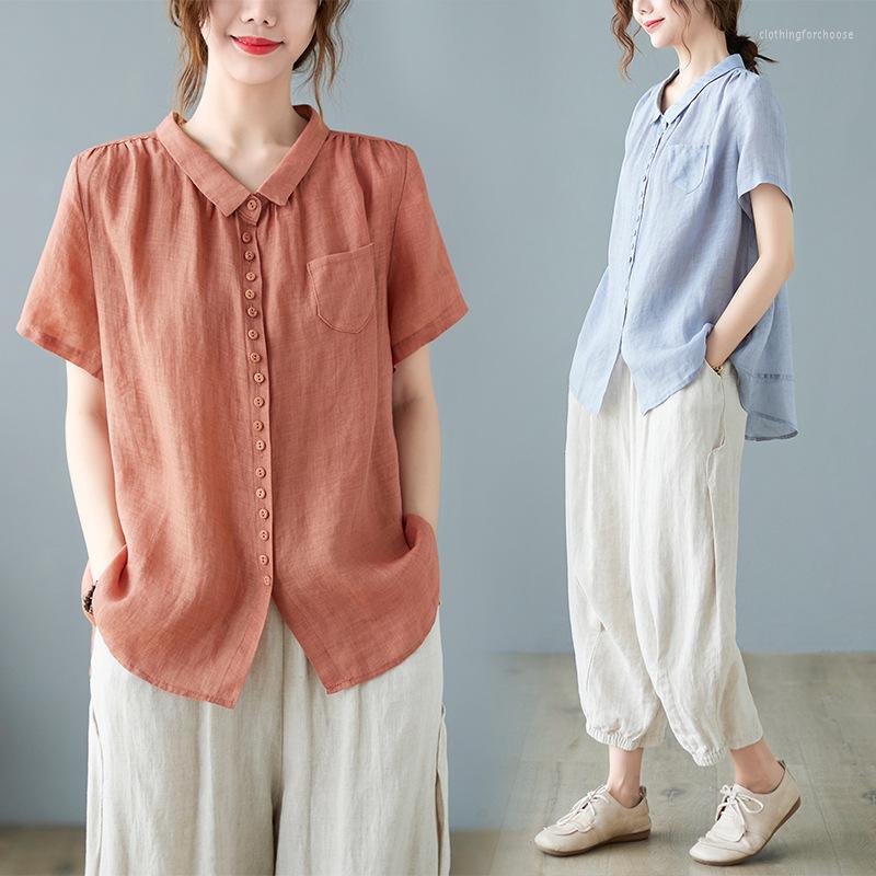 Women's Blouses 2023 Summer Solid Color Pockets Turn-down Collar Short Sleeve Button Loose Casual Female Shirts Thin Vintage Women Clothing, Orange
Women's Blouses 2023 Summer Solid Color Pockets Turn-down Collar Short Sleeve Button Loose Casual Female Shirts Thin Vintage Women Clothing, Orange
