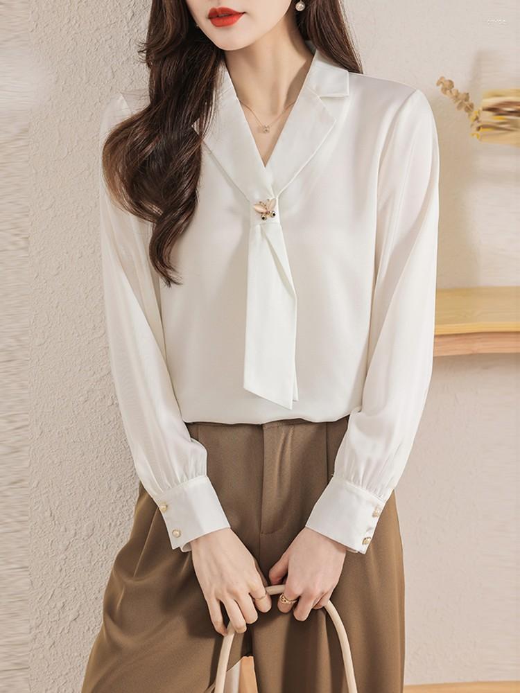Women's Blouses Office Lady Long Sleeve Elegant Shirts Arrival 2023 Spring Korean Style Solid Color Loose Women Casual Tops Shirt W1318, White
Women's Blouses Office Lady Long Sleeve Elegant Shirts Arrival 2023 Spring Korean Style Solid Color Loose Women Casual Tops Shirt W1318, White