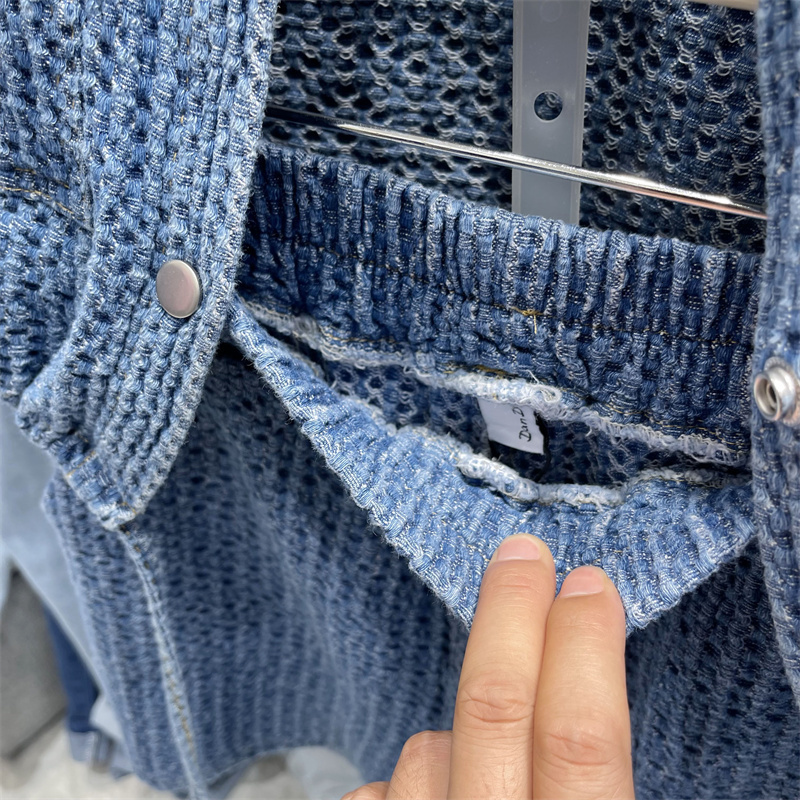 Womens Two Piece Pants Summer Twopiece suit Solid color Singlebreasted Short Denim Vest Elastic High Waist Shorts 2 Set 230608